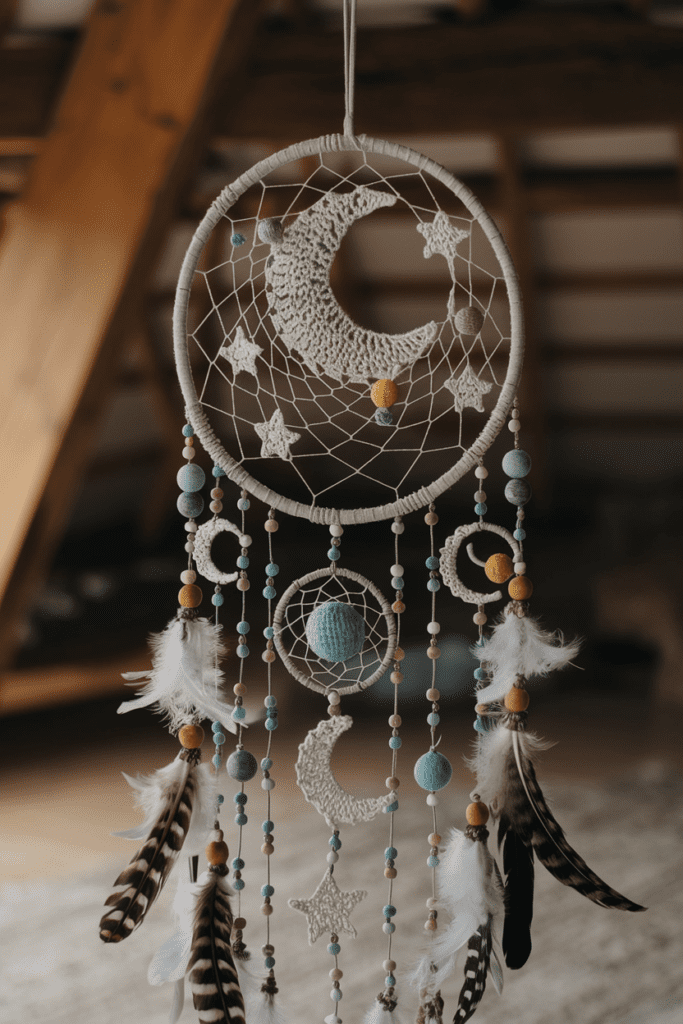 Cool Crochet Ideas: Celestial Dreamcatcher with Crochet Accents