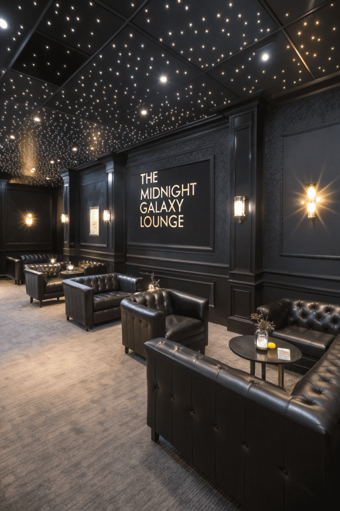 Black Rooms Ideas: 1. The Midnight Galaxy Lounge