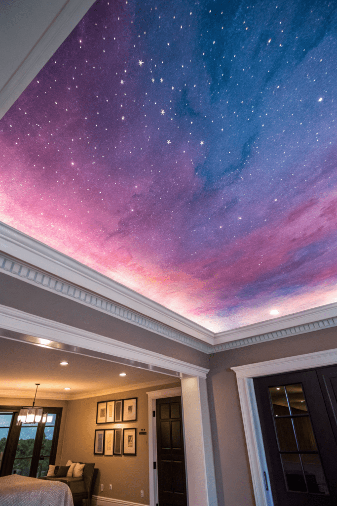 Valspar Paint Color Ideas: 1. Cosmic Dusk: A Twilight-Inspired Gradient for Ceilings