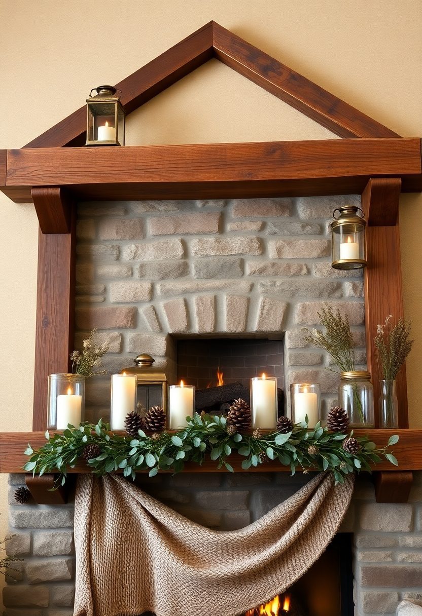 Farmhouse Mantle Decor Ideas: Rustic Wooden Mantle Decor