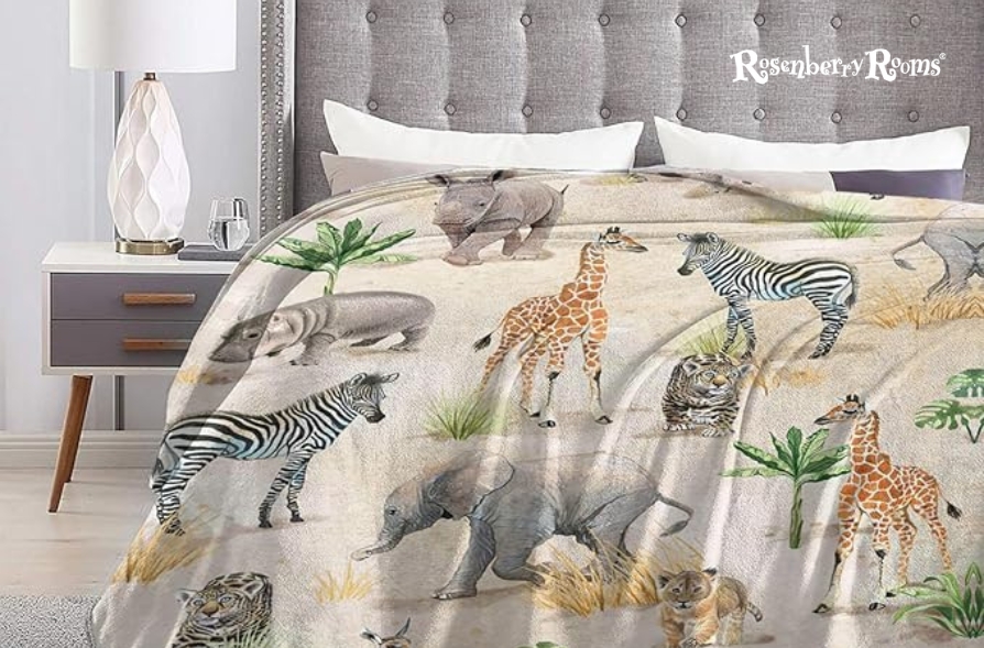 Safari Animal Collage Throw Blanket