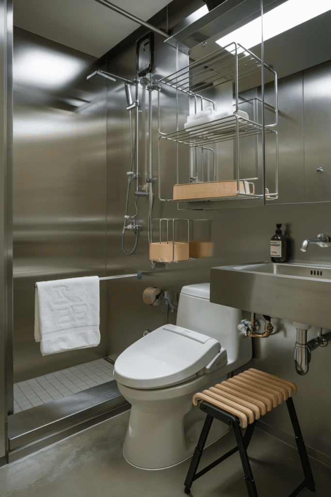 Small Bathroom Interior Ideas: Add Foldable or Extendable Furniture