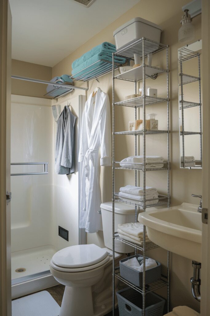 15+ Small Bathroom Interior Ideas - Transform Tiny Spaces Now! 17 Small Bathroom Interior Ideas: Install Over-The-Door Hooks or Racks