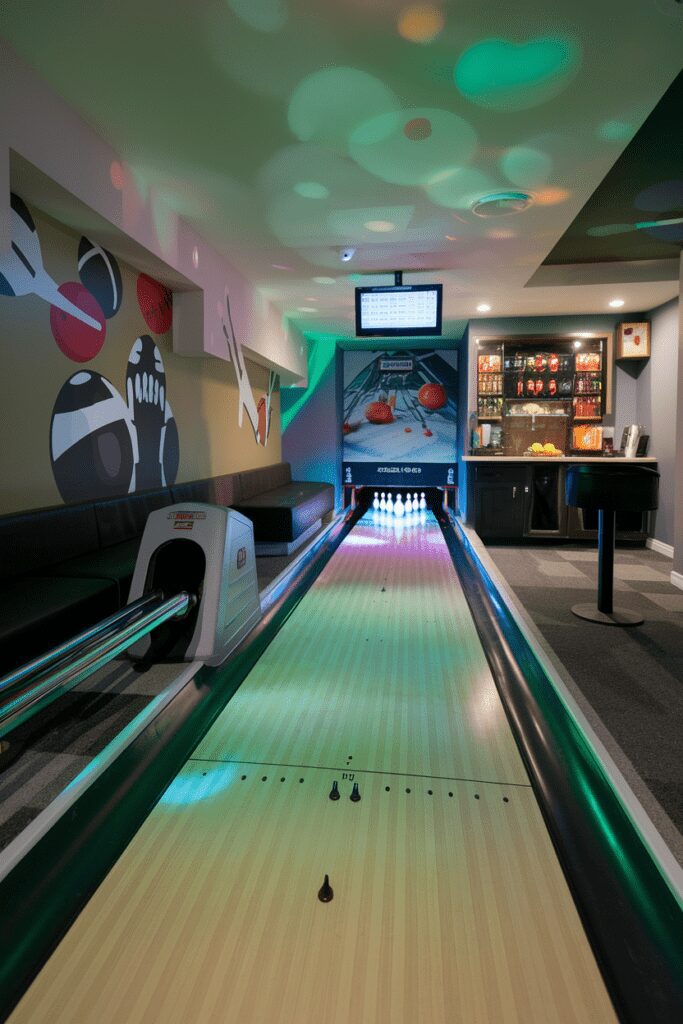 25+ Basement Room Ideas - Transform Your Space with Style! 25 Mini Bowling Alley Basement Room Ideas