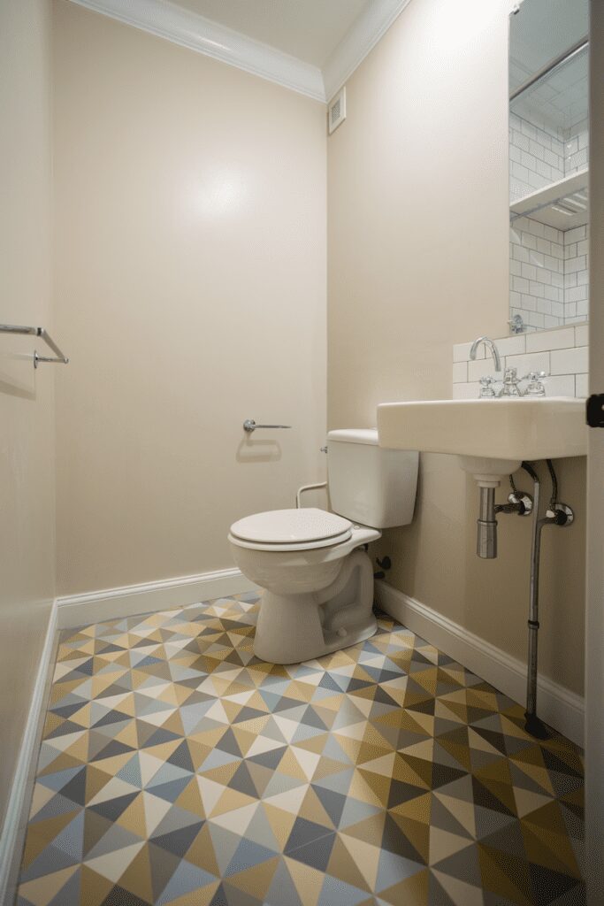 15+ Small Bathroom Interior Ideas - Transform Tiny Spaces Now! 16 Small Bathroom Interior Ideas: Use Patterned Flooring for Visual Interest