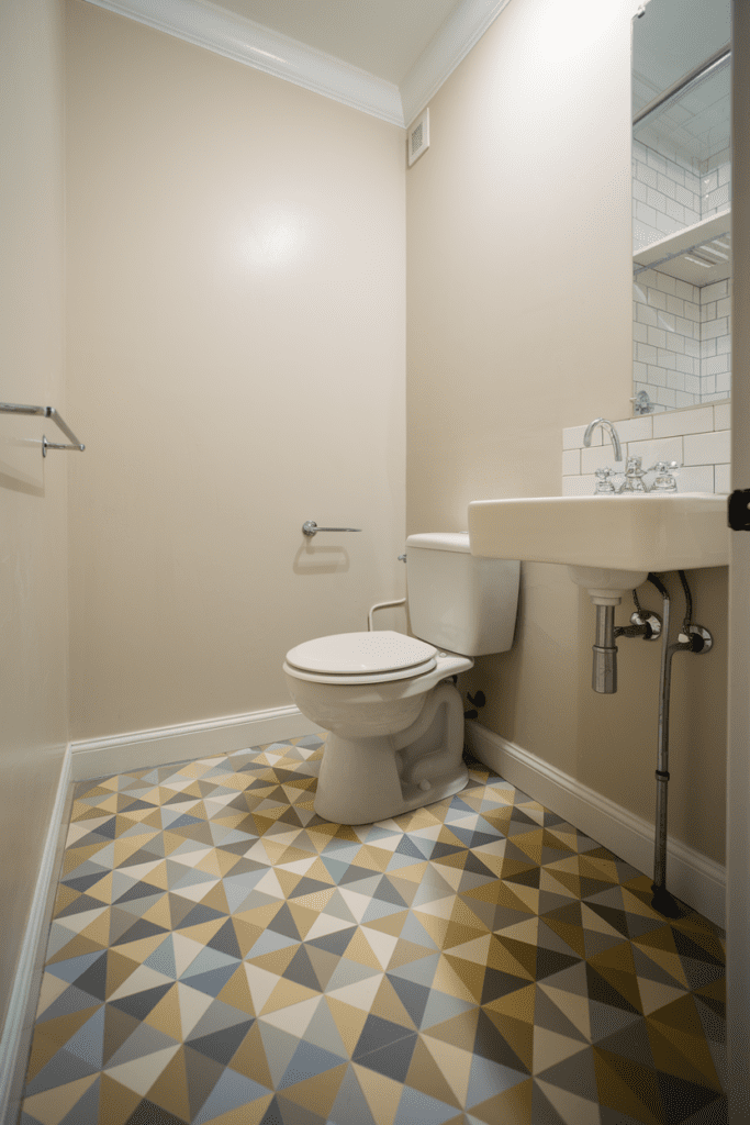 Small Bathroom Interior Ideas: Use Patterned Flooring for Visual Interest