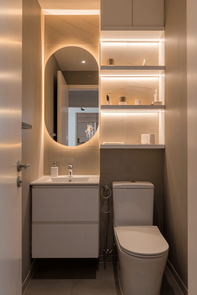 15+ Small Bathroom Interior Ideas - Transform Tiny Spaces Now! 14 Small Bathroom Interior Ideas: Use Backlit or LED Lighting Fixtures