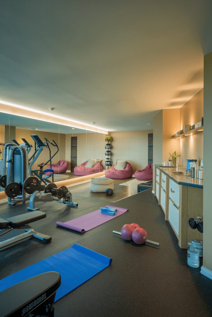 25+ Basement Room Ideas - Transform Your Space with Style! 22 Basement Room Ideas: Home Gym with Relaxation Corner