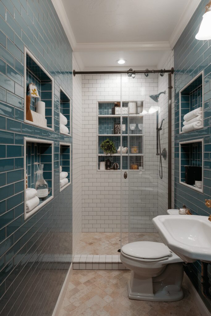 15+ Small Bathroom Interior Ideas - Transform Tiny Spaces Now! 11 Small Bathroom Interior Ideas: Install Recessed Niches for Built-In Storage