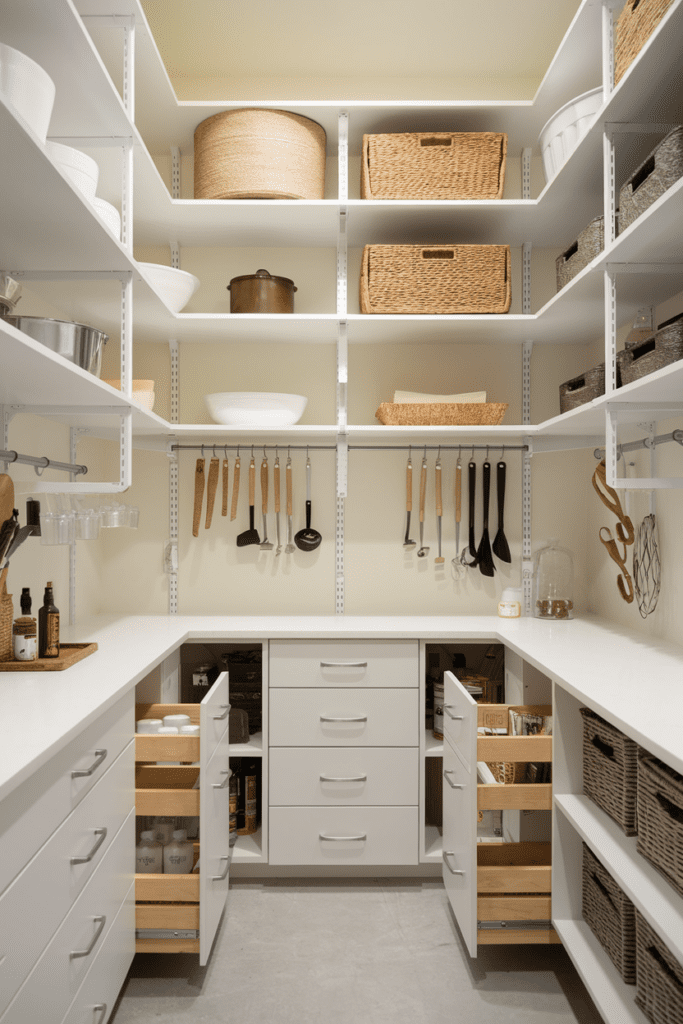 Food Storage Room Ideas: Walk-In Pantry with Customized Shelving