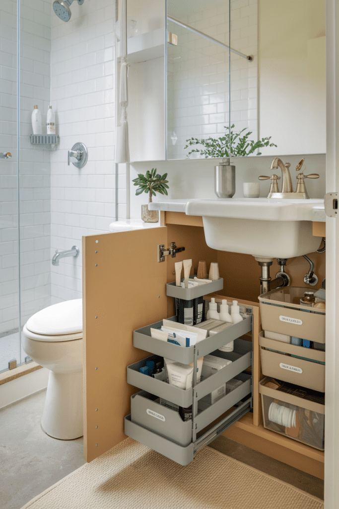 Utilize Hidden and Under-Sink Storage Small Bathroom Interior Ideas