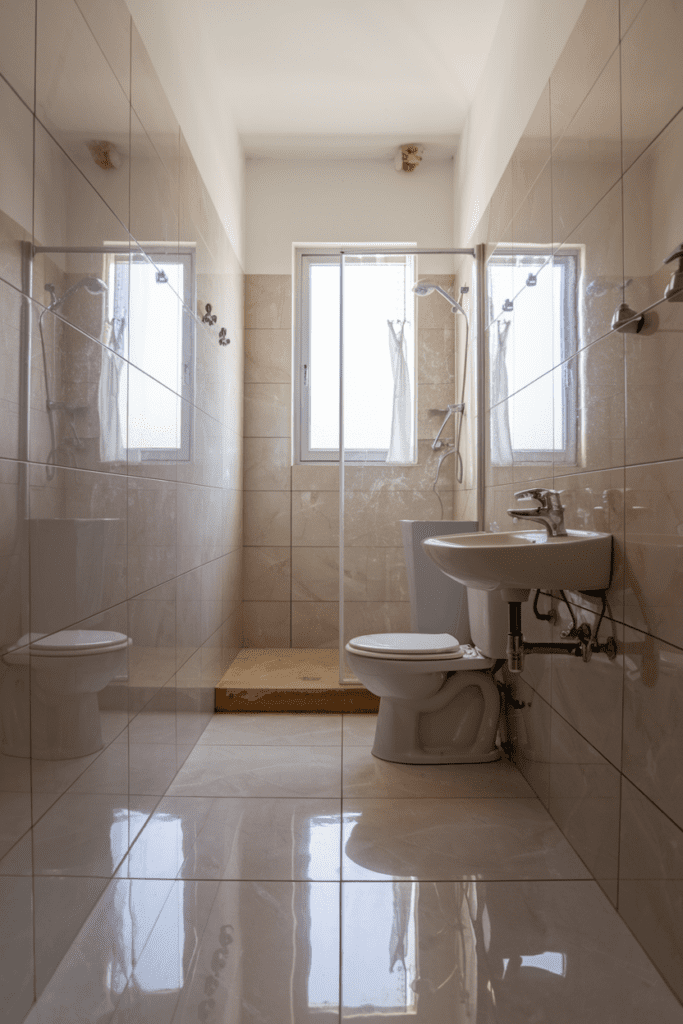 Small Bathroom Interior Ideas: Use Large Tiles for a Seamless Look