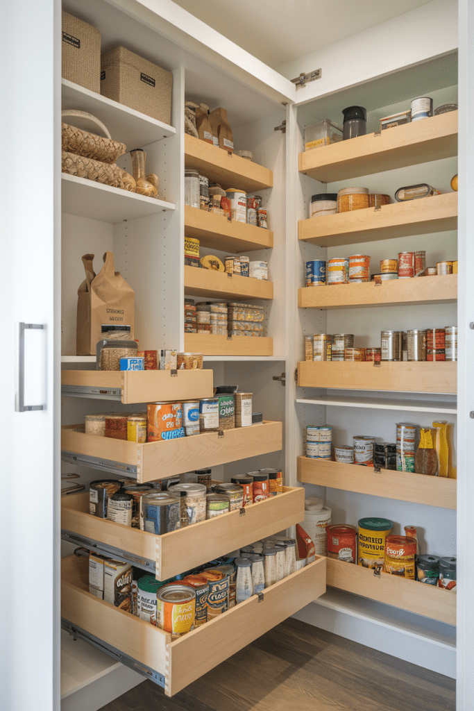 Pull-Out Drawers for Compact and Efficient Storage Food Storage Room Ideas