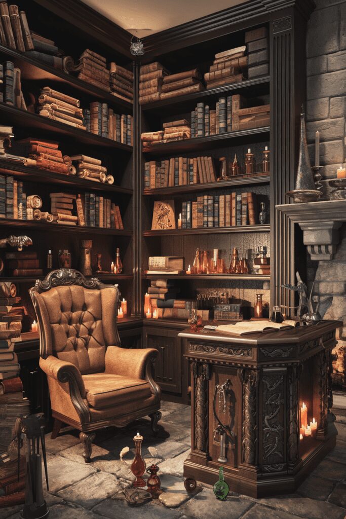 20+ Fantasy Rooms Ideas - Transform Your Space into Magic 8 Fantasy Rooms Ideas: Wizard’s Study