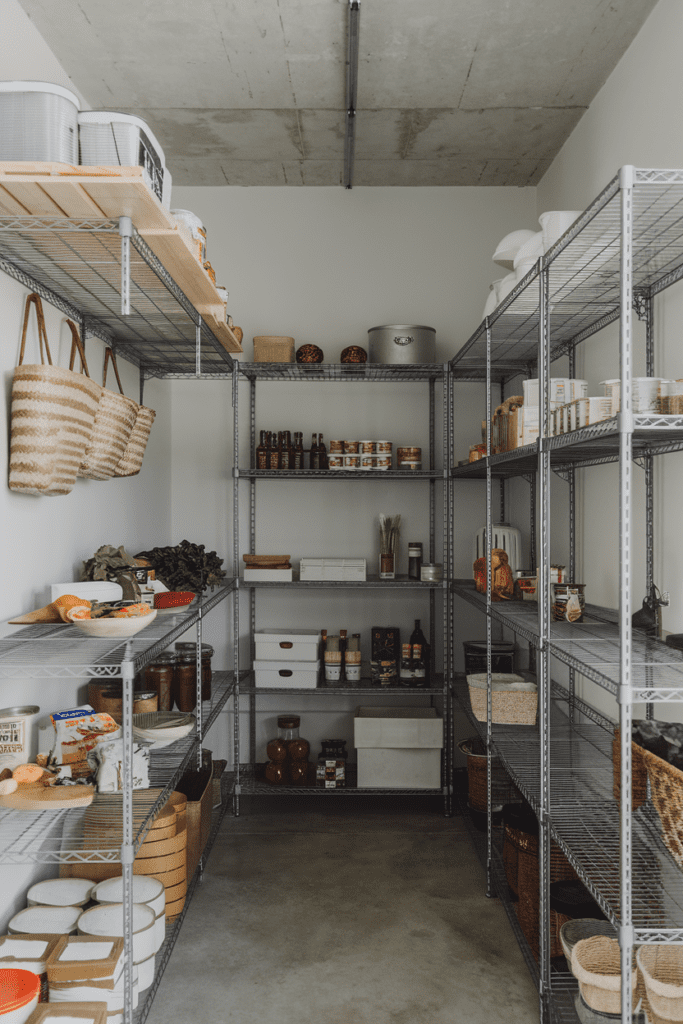 Food Storage Room Ideas: Wire Racks for a Minimalist, Industrial Look