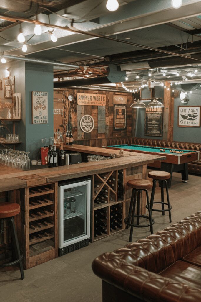 25+ Basement Room Ideas - Transform Your Space with Style! 11 Basement Room Ideas: Rustic Bar and Lounge