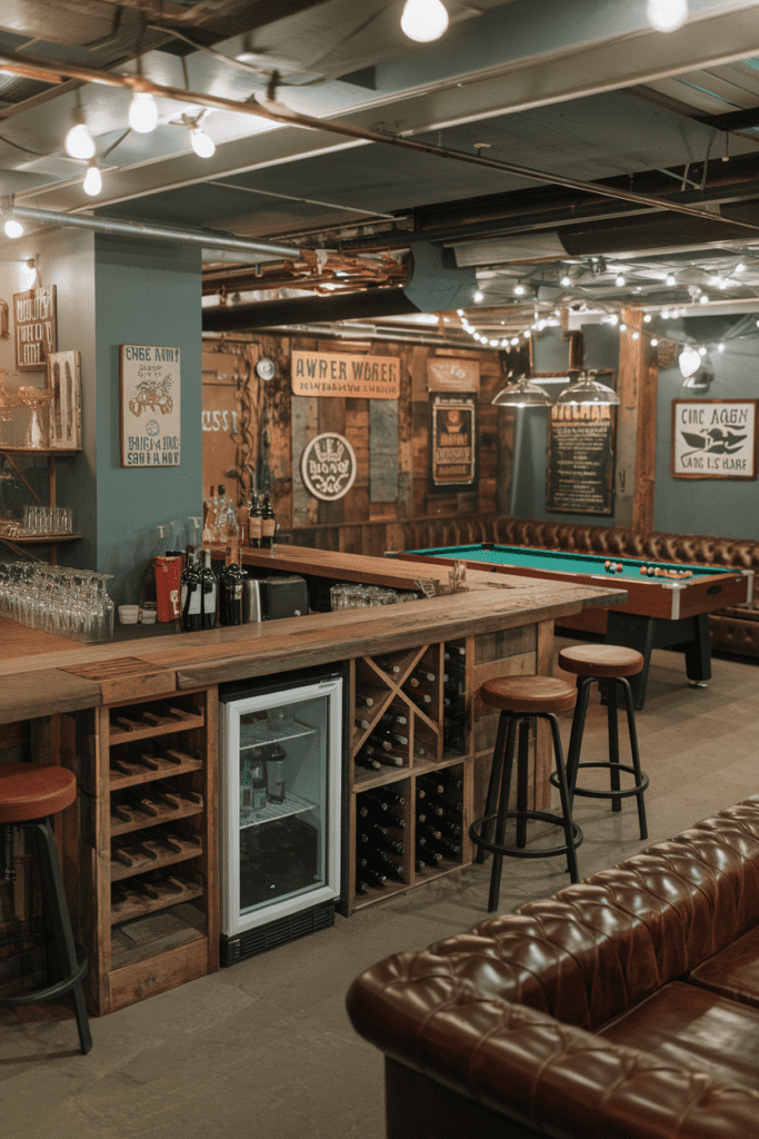 Basement Room Ideas: Rustic Bar and Lounge