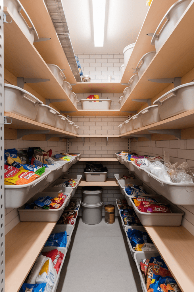 Under-Shelf Baskets to Maximize Space Utilization Food Storage Room Ideas