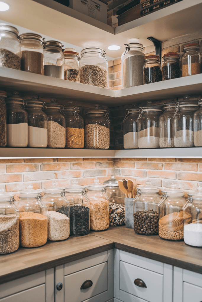 Food Storage Room Ideas: Glass Jars for a Rustic and Functional Display