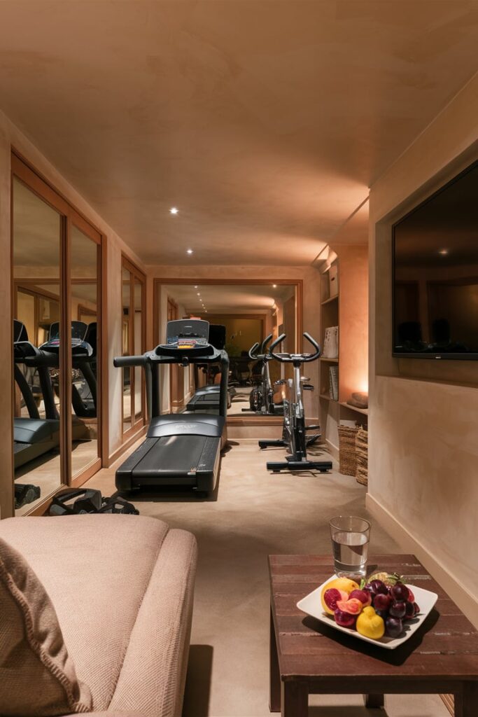 Basement Room Ideas: Home Gym with Relaxation Corner