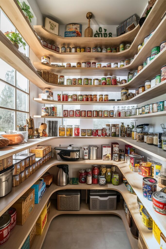 Food Storage Room Ideas: Tiered Shelves for a Layered Storage Approach