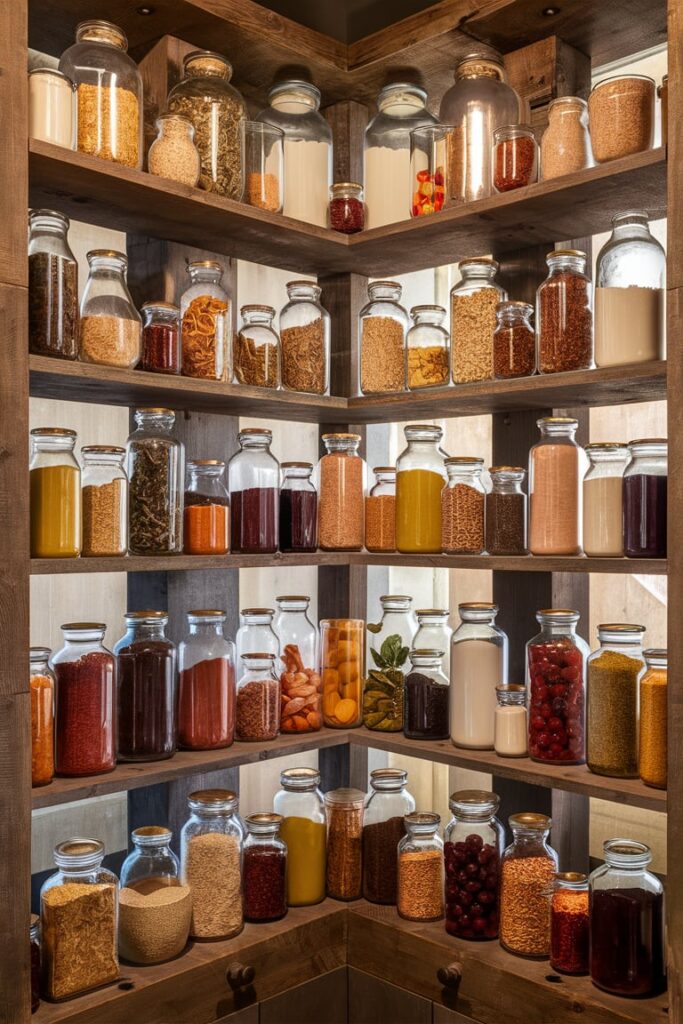 Food Storage Room Ideas: Glass Jars for a Rustic and Functional Display