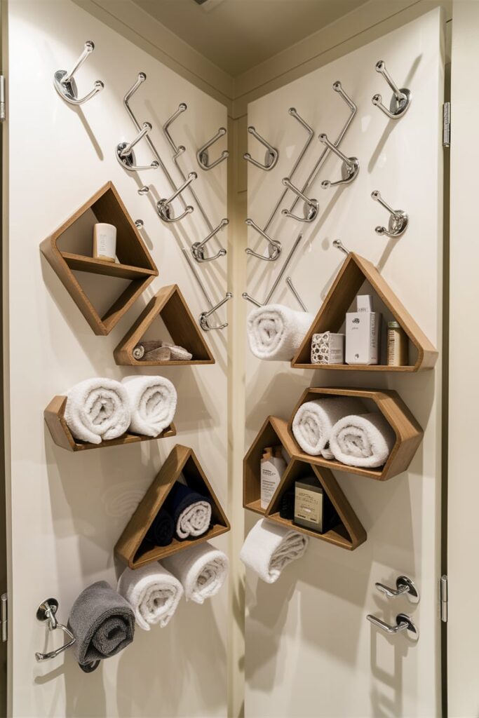 Small Bathroom Interior Ideas: Install Over-The-Door Hooks or Racks