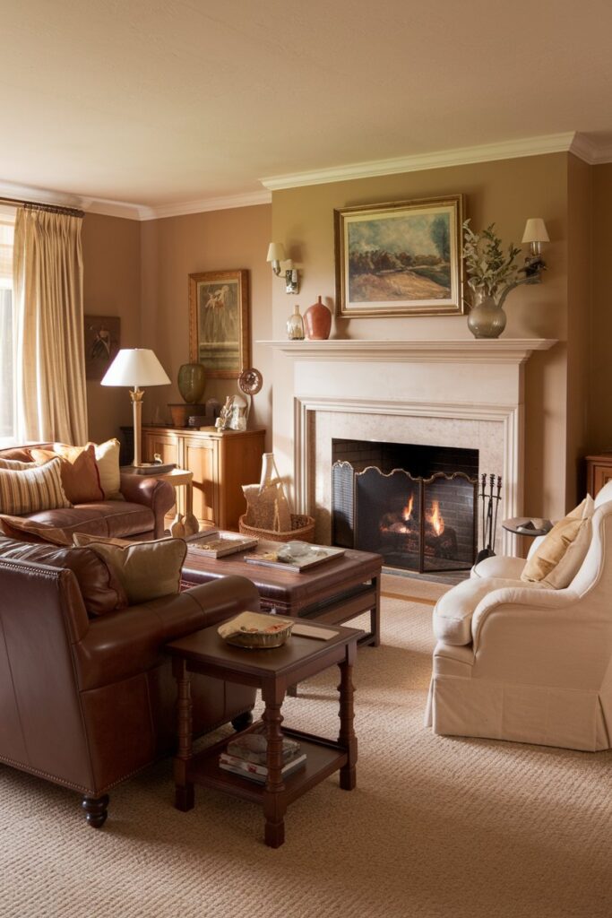 Cozy Traditional Living Room Ideas: Warm and Inviting Fireplace Focus