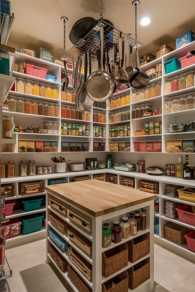 Food Storage Room Ideas: Walk-In Pantry with Customized Shelving