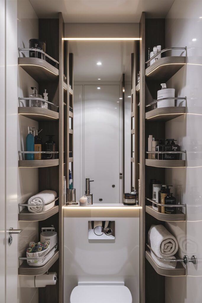 Small Bathroom Interior Ideas: Install Vertical Storage Units and Shelves 