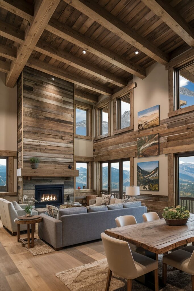 Mountain Modern Home Interior Ideas: Reclaimed Wood Features for Sustainability