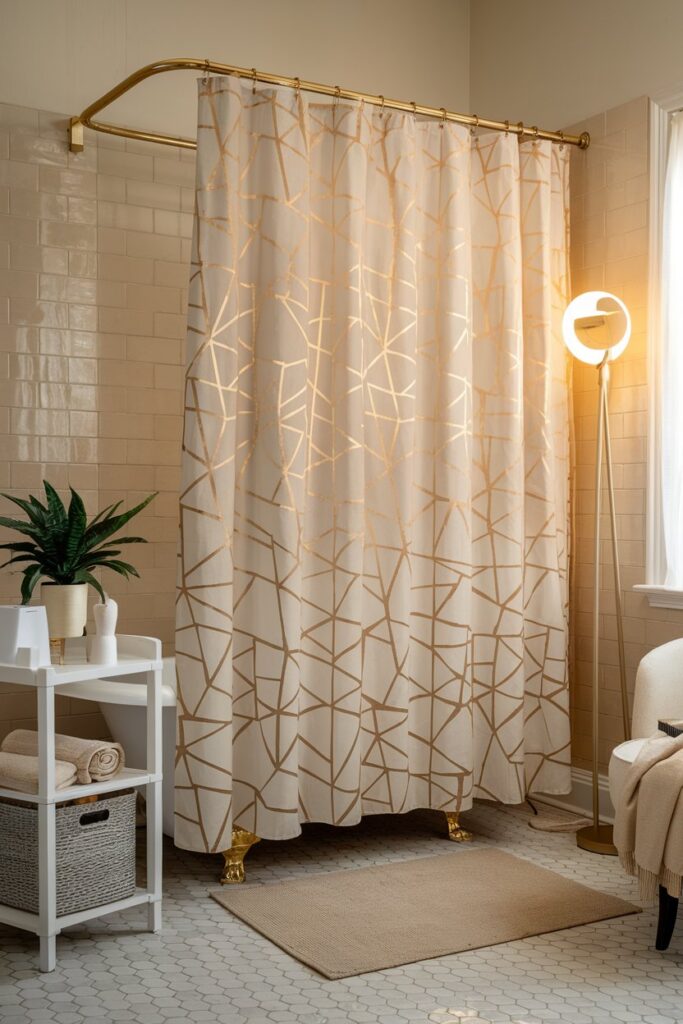 Luxury Dorm Ideas: Luxe Shower Curtains for Bathroom Glam