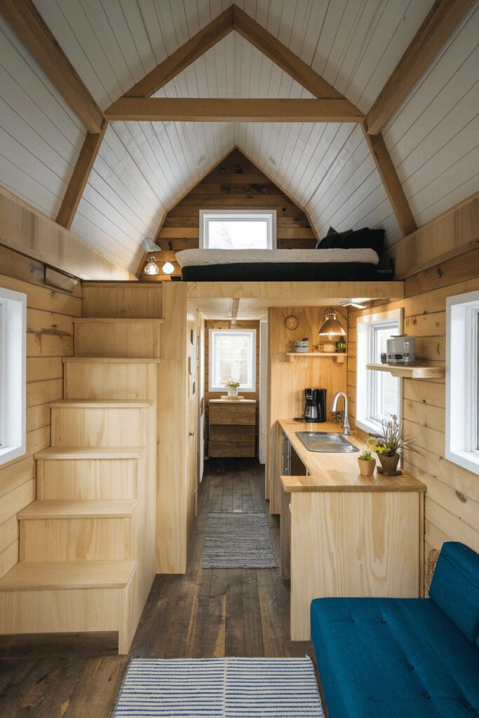 30+ Tiny Cabins Interior Ideas | Beautiful, Compact Living 17 Tiny Cabins Interior Ideas: Compact Loft Layout for Extra Space