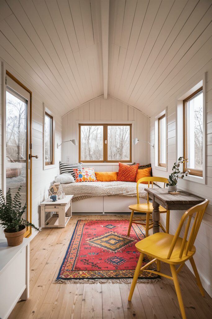 30+ Tiny Cabins Interior Ideas | Beautiful, Compact Living 2 Tiny Cabins Interior Ideas: Scandinavian Simplicity with Bright Accents