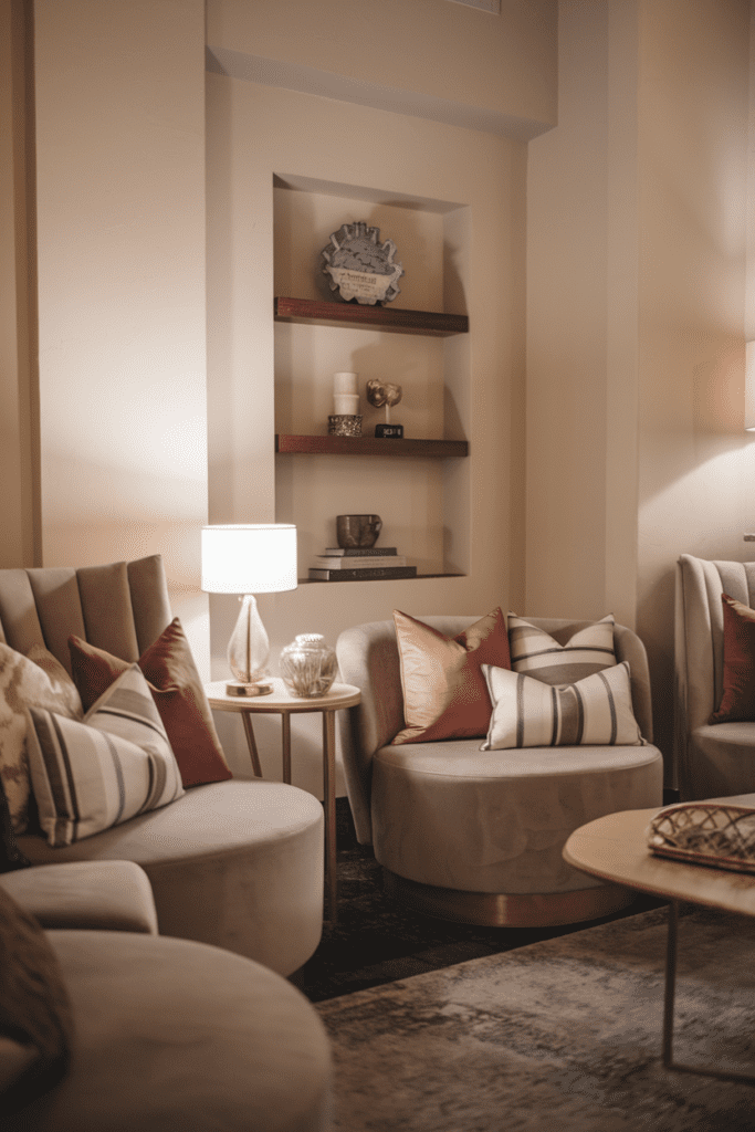 Cozy Corner Ideas: Soft-Toned Lounge with Accent Pillows Cozy Corner Ideas