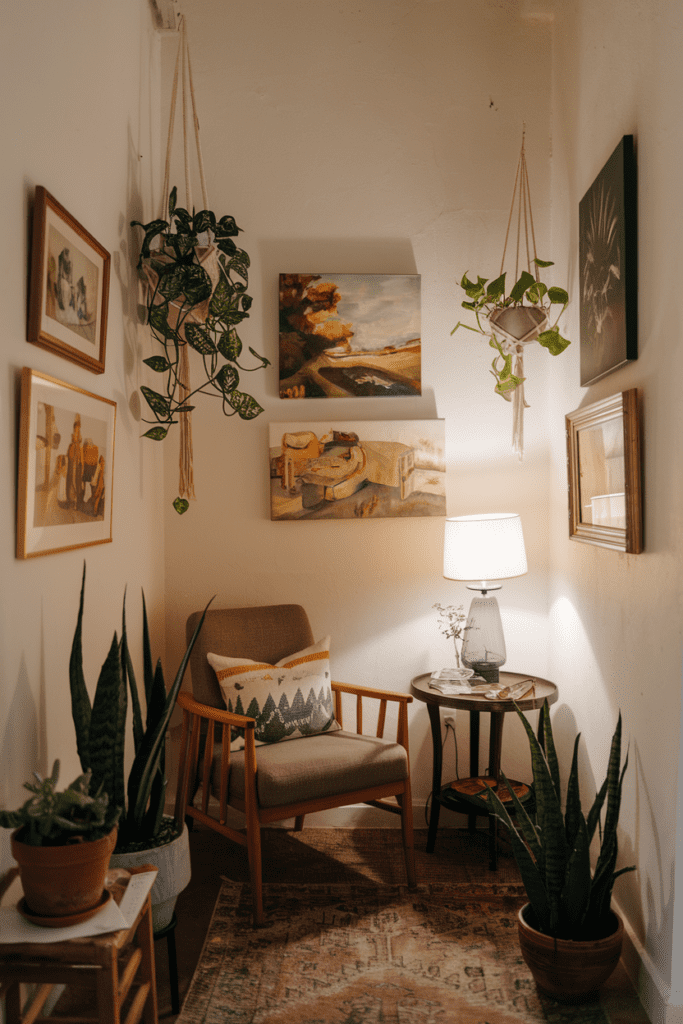 Cozy Corner Ideas: Softly Lit Art Gallery Corner