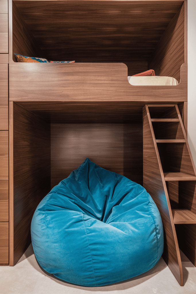 Loft Bed Ideas for Small Rooms Ideas: Loft Bed with Bean Bag Seating