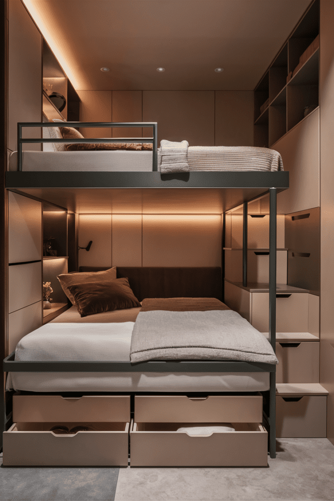 Loft Bed Ideas for Small Rooms Ideas: Loft Bed with Under-Bed Storage Drawers