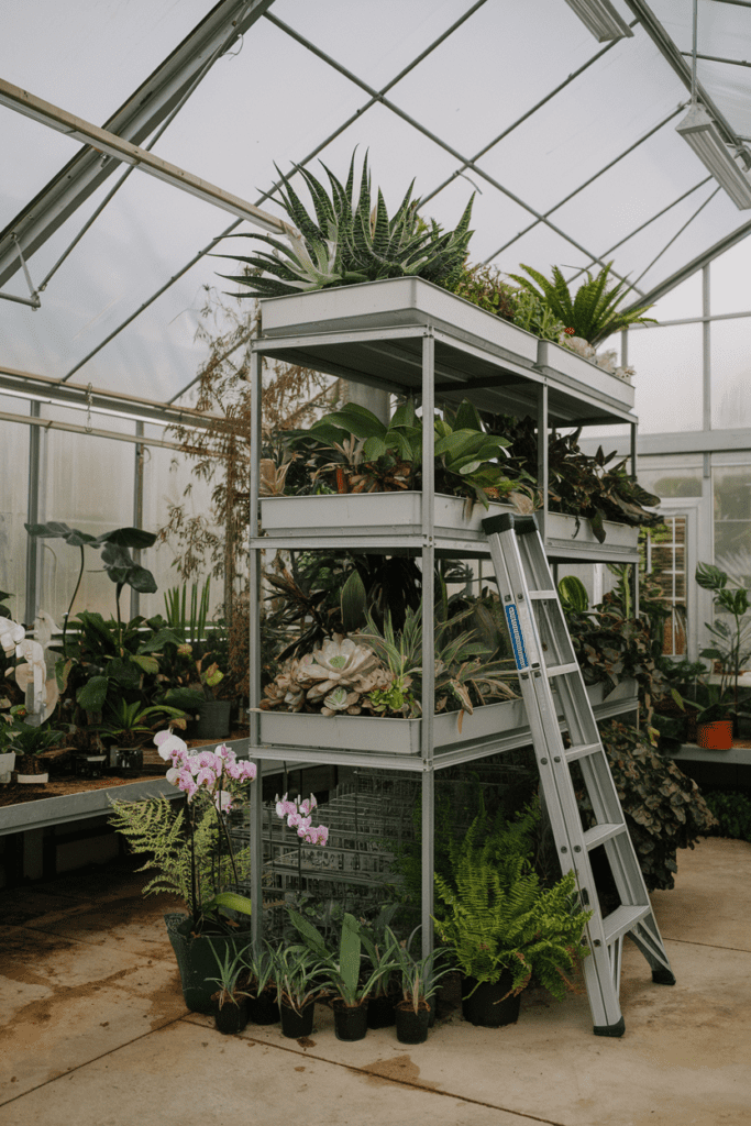 Greenhouse Interior Ideas: Multi-Tier Plant Stands for Compact Spaces