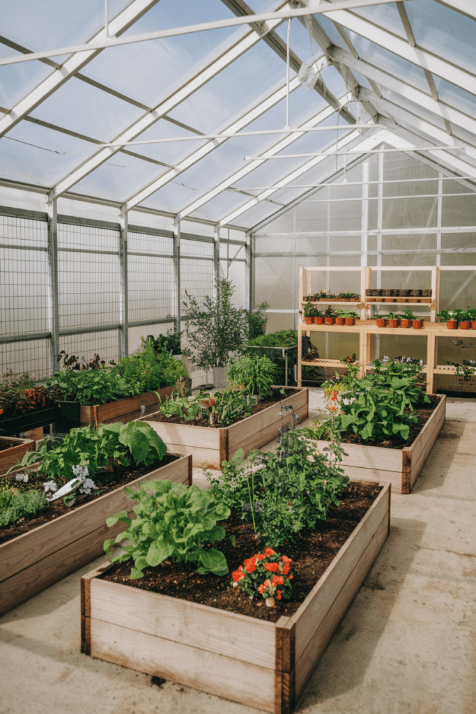 Raised Beds for Easy Plant Maintenance Greenhouse Interior Ideas