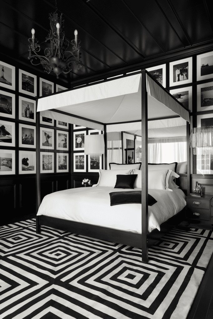 20+ Dream Rooms Ideas - Elevate Your Space with Creativity 12 Dream Rooms Ideas: High-Contrast Black and White Bedroom