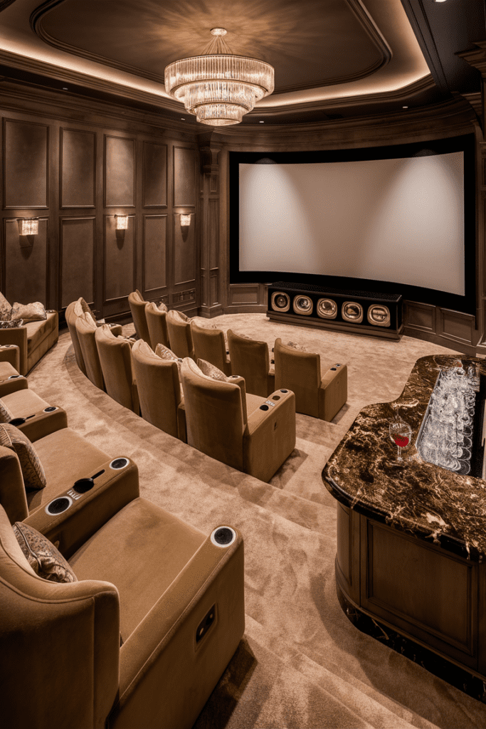 80s Luxury Interior Ideas: Luxurious Home Theater with Premium Comfort