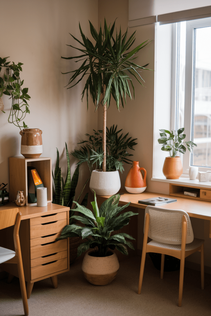 Luxury Dorm Ideas: Greenery and Planters for a Natural Touch