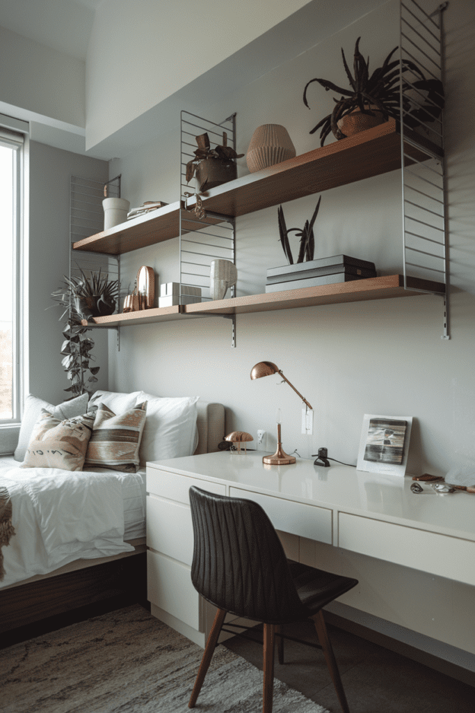 Luxury Dorm Ideas: Floating Shelves for a Sleek Display Luxury Dorm Ideas