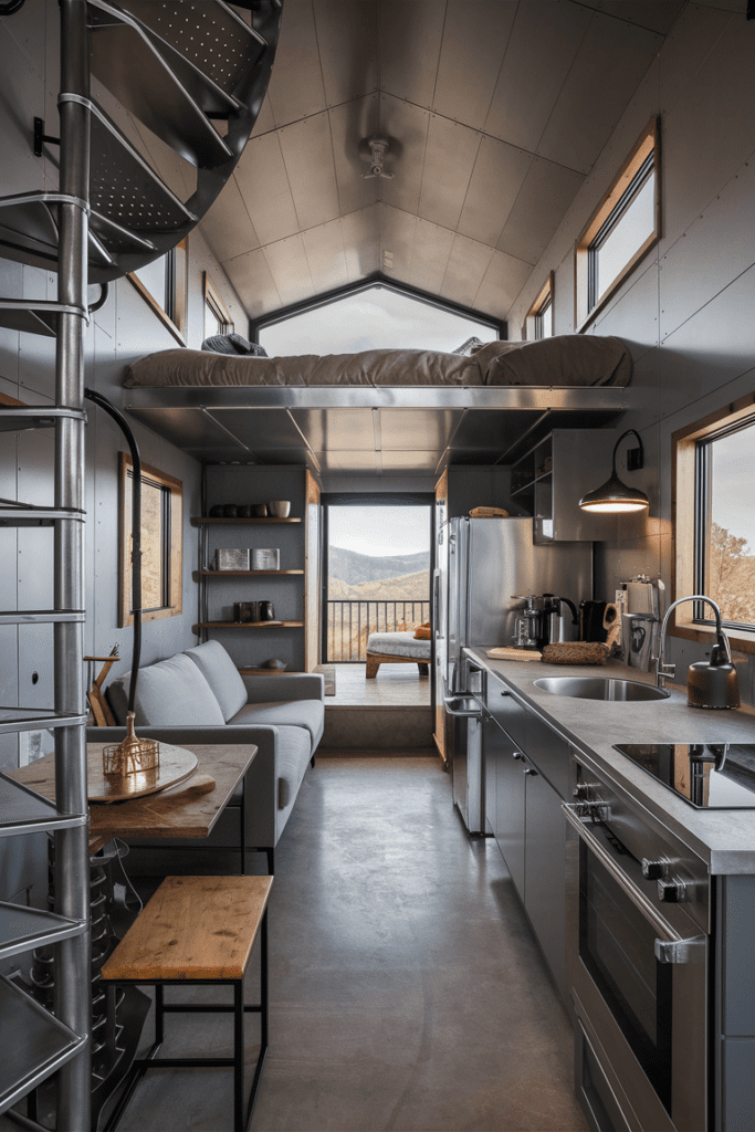 Tiny Cabins Interior Ideas: Modern Industrial with Metal Touches