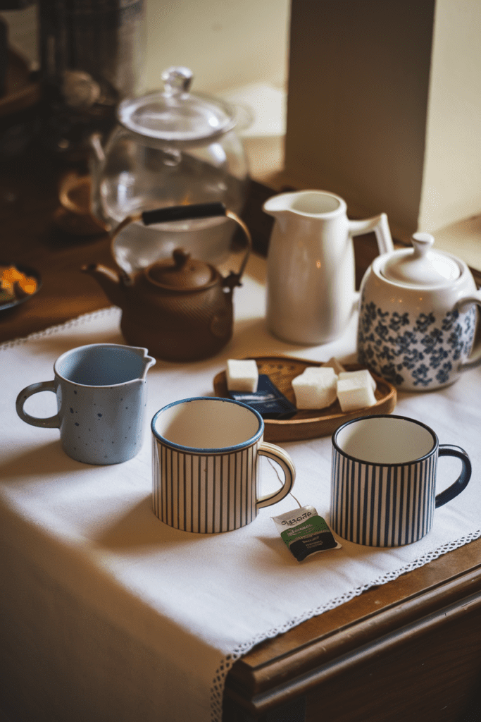 Cozy Corner Ideas: Cozy Tea Corner with Mismatched Mugs