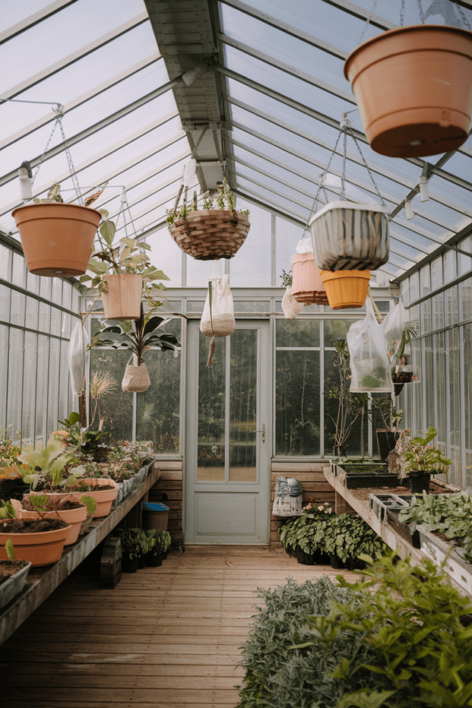 Greenhouse Interior Ideas: Hanging Planters to Maximize Vertical Space