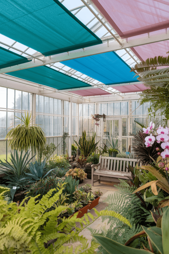 Greenhouse Interior Ideas: Retractable Shade Covers for Light Control