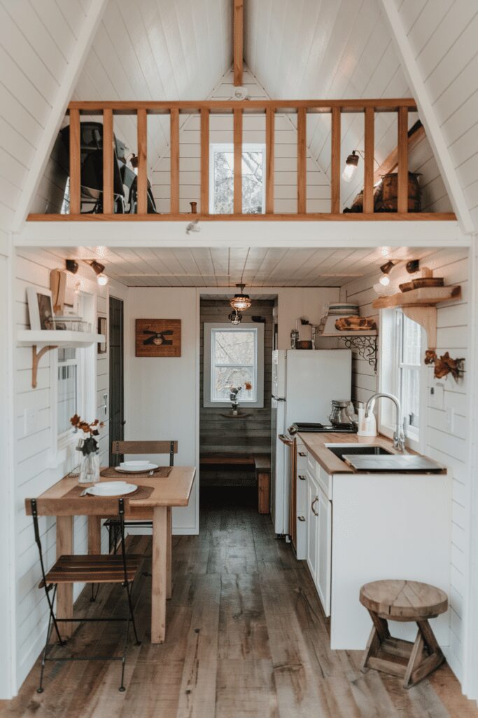 30+ Tiny Cabins Interior Ideas | Beautiful, Compact Living 28 Tiny Cabins Interior Ideas: Cabin Kitchenette with Gourmet Flair