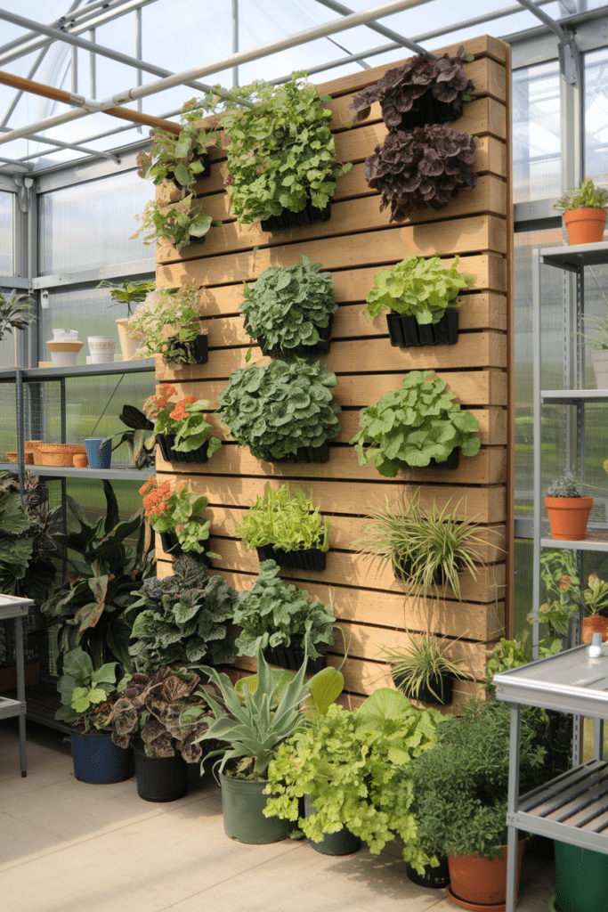 Vertical Gardening Wall for Creative Display Greenhouse Interior Ideas